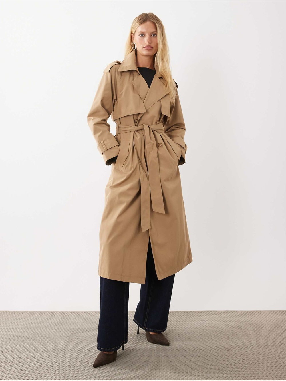Abercrombie & Fitch belted classic trench coat in camel